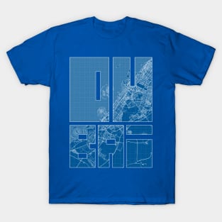 Dubai, UAE City Map Typography - Blueprint T-Shirt